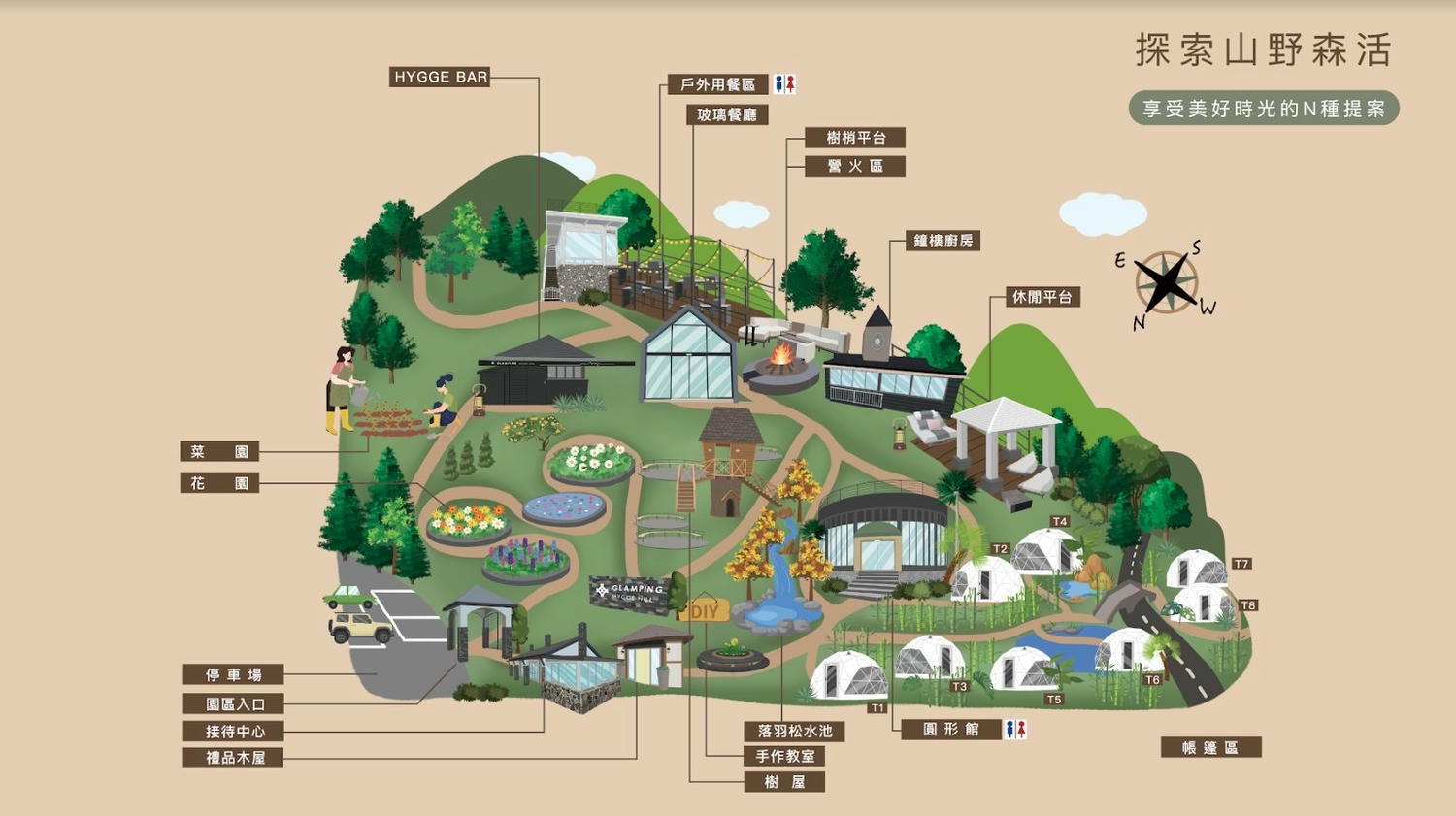 苗栗 豪華露營 山野森活。入住擁有帳內獨立衛浴的頂級球型帳篷。 環境與設施篇 - 第2張圖 苗栗 豪華露營 山野森活。入住擁有帳內獨立衛浴的頂級球型帳篷。 環境與設施篇