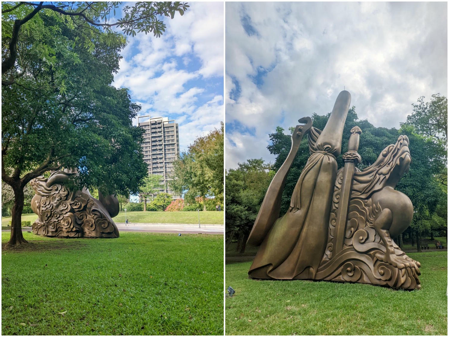 桃園大溪埔頂公園。 綠草山丘、台灣欒樹、落羽松、溜索、沙坑、遊具。