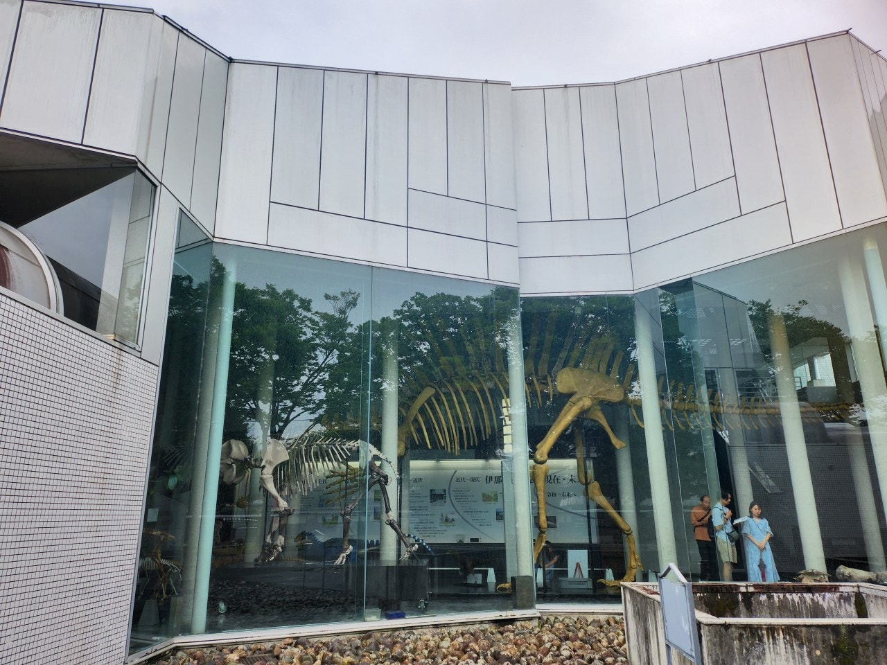 長野縣 飯田市美術博物館。建築在飯田城遺址上的現代美術館，內有巨型恐龍化石展覽