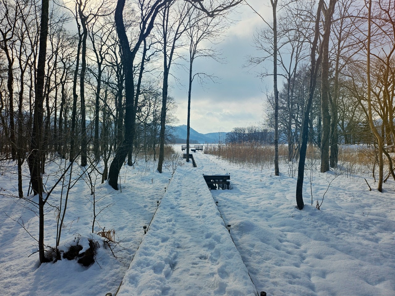 北海道函館大沼鶴雅 EPUY。不甚完美的住宿體驗，但難忘秘境湖中木棧道Lake Terrace的夢幻雪景。