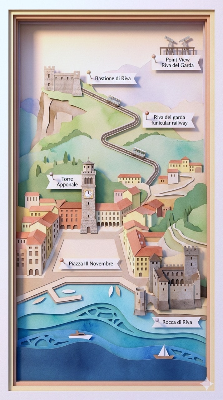 義大利加爾達湖 Lago di Garda 里瓦德爾加爾達 Riva del Garda。湖光山色的交會，加爾達湖最北端的美麗小鎮