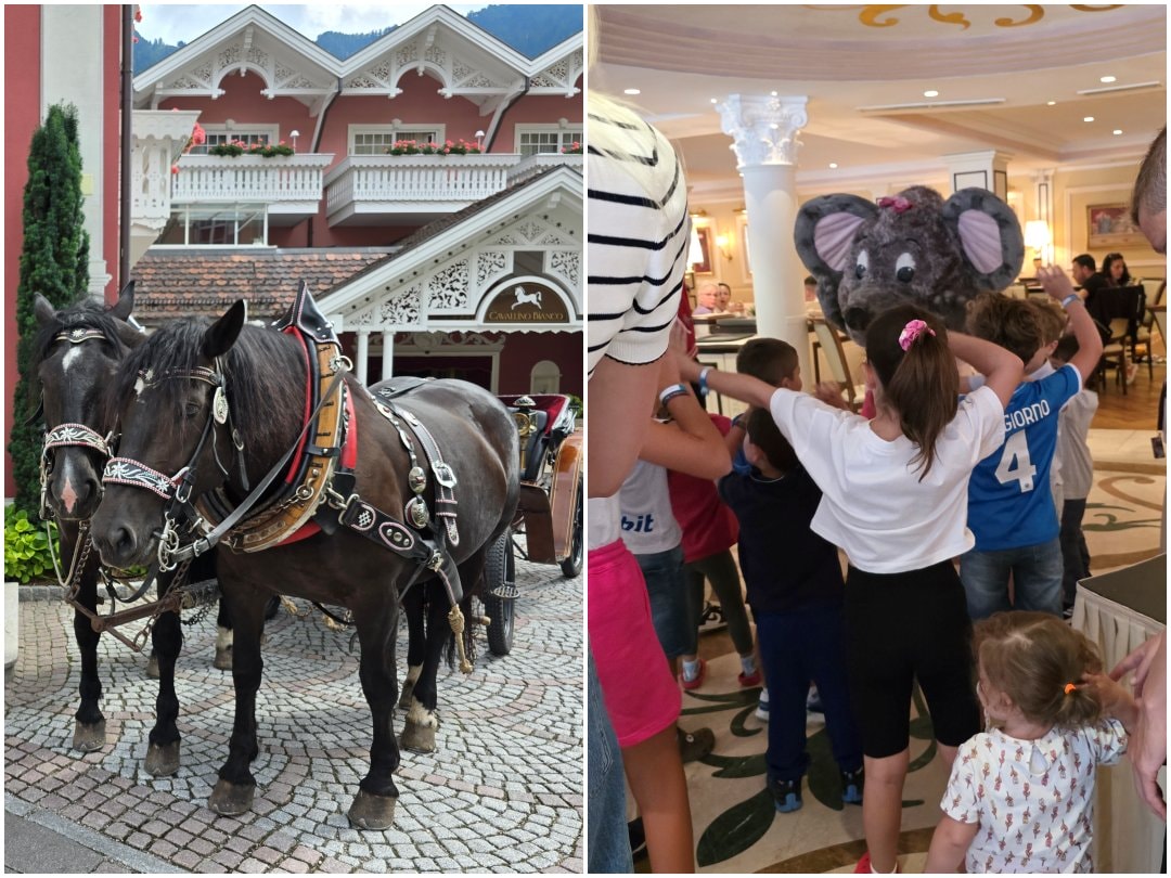 多洛米蒂 Ortisei 住宿 Cavallino Bianco Family Spa Grand Hotel。堪稱多洛米蒂版Clubmed的住宿，超級適合家庭和親子渡假