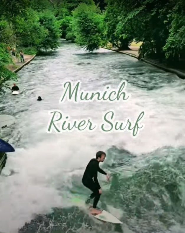 慕尼黑市區河流衝浪點。 位於英國花園的超帥另類觀光景點 Munich River Surf