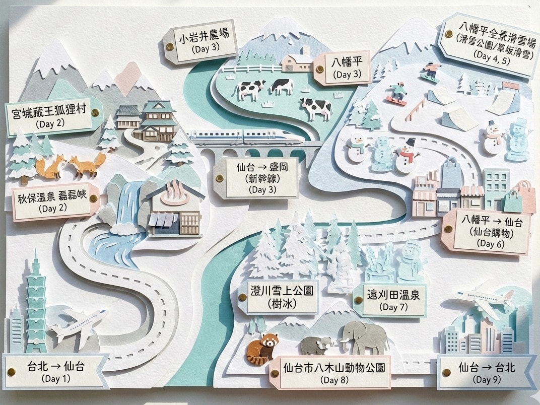 冬季東北滑雪賞雪行程: 仙台、 八幡平全景滑雪場、 宮城藏王樹冰、藏王狐狸村