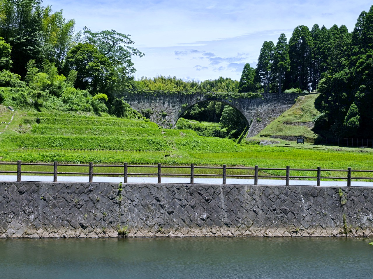 熊本縣山都町 通潤橋: 綠意溪谷中的彩虹之水， 時光倒流引水石橋與巨幅田園畫卷的邂逅